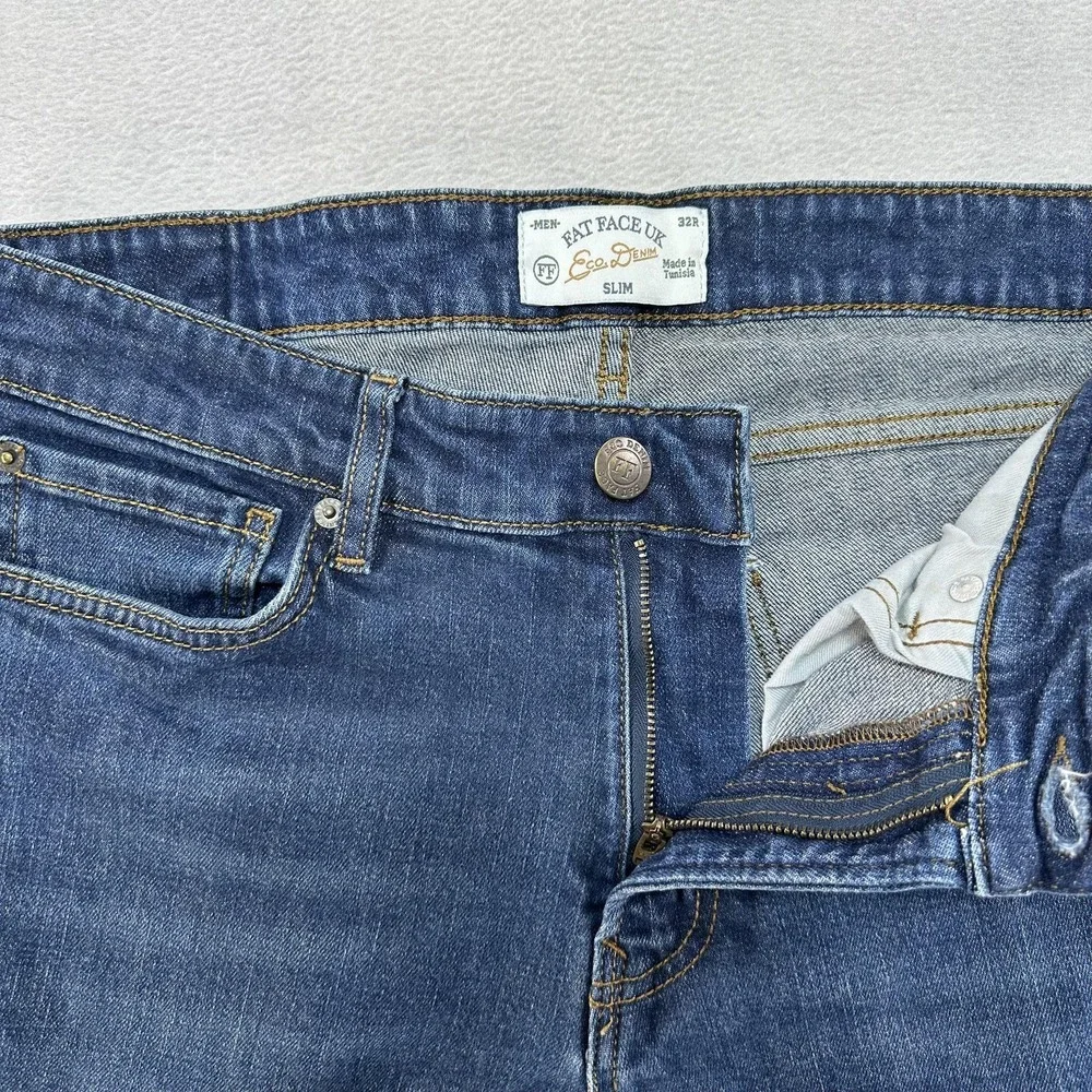 FatFace Jeans Mens 32x32 Blue Slim Fit Eco‎ Denim Straight Leg StreetWear Casual